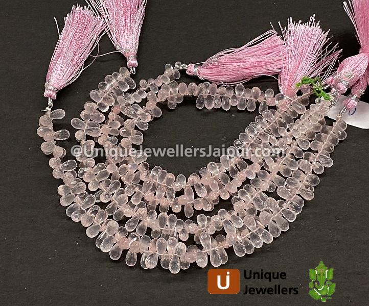 Rose Quartz Faceted Drops Beads